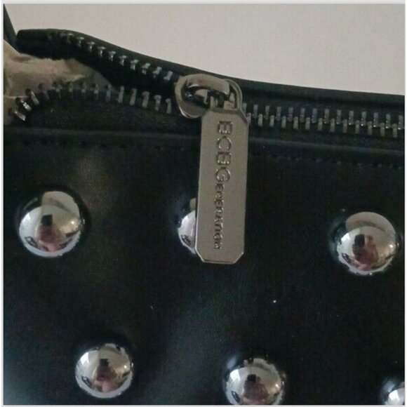 BCBGENERATION Novel Studded Shoulder Hobo HandBag Fx. Leather Black - Picture 11 of 12
